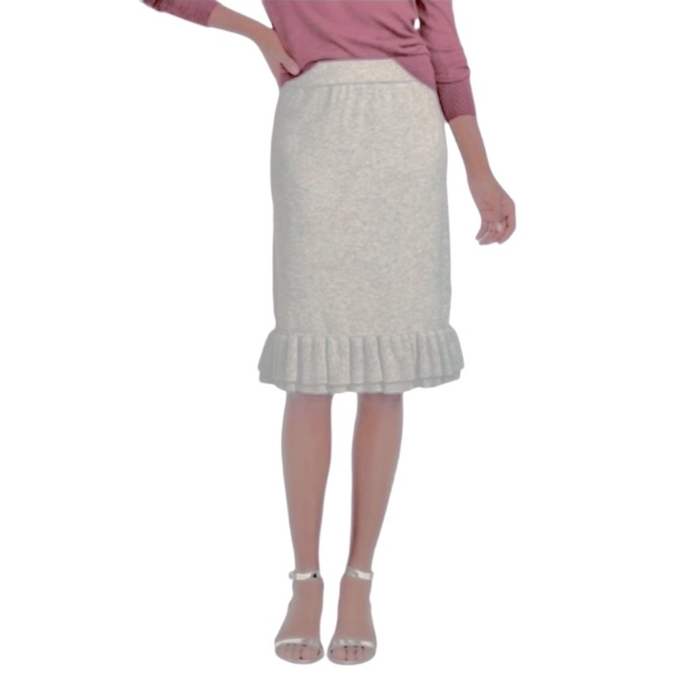 J Crew Knit Gray Skirt Stretch Midi Size 6